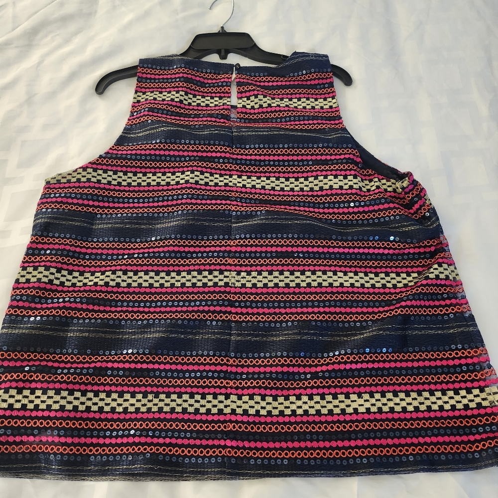 Trina Turk Navy and Maroon top - Picture 3 of 6